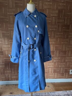 J. Crew Women's Cornflower Blue Double-Breasted Trench Coat - Size 6